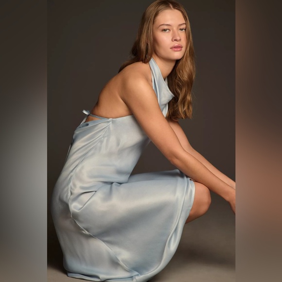 Anthropologie Conditions Apply Reidun Halter Cowl-Neck Midi Dress - Picture 4 of 14